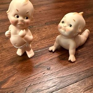 Rare Vintage Lefton Kewpie Baby Bisque Porcelain Figurines Set